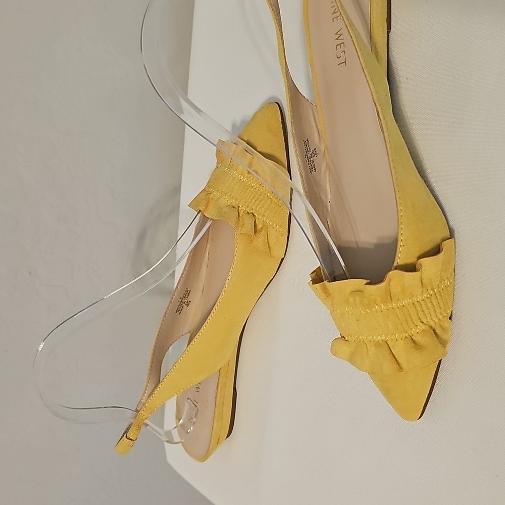 Nine West Yellow Ruffled Women's Slingback Shoes - Picture 3 of 4